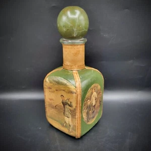 Italian Leather Wrapped Decanter Bottle Noymez Barware Vintage - Picture 1 of 12