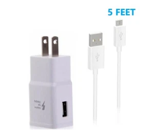 Fast Rapid Wall Charger+ 5FT Charging Cable Cord For Samsung Galaxy S6 S7 Phone - Picture 1 of 1