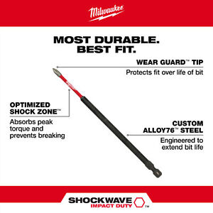 Milwaukee 6 Inch Shockwave Impact Driver Bits All Sizes SHIPS NOW!
