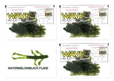 (3) Paquetes sin abrir Plásticos Ondulados 4" Tiki-Monkey Sandía Escama Negra Nuevo Foto 1 de 3