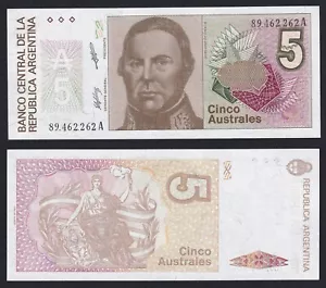 Banconota Argentina 5 australes (1985-1989) P.-324b FDS/UNC - Imagen 1 de 1