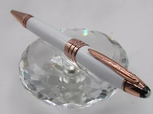 GORGEOUS GREAT WRITERS LUXURY SERIES WHITE/ROSE GOLD TWIST BALL POINT PEN - Picture 1 of 4
