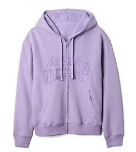 GAP WOMEN'S JACKET - SZ LARGE - TOP HOODIE SWEATSHIRT ZIPPER PURPLE - Picture 1 of 4