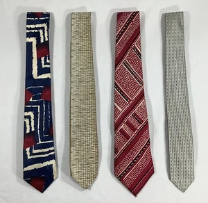 Vintage 60s Silk Rayon Neck Ties Rockabilly Swing Fashion Art Deco Lot of 4 USA - Picture 1 of 9