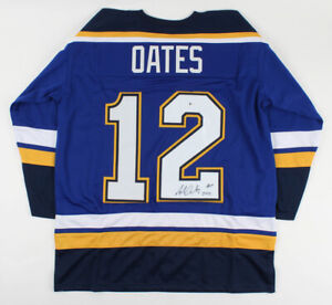 Adam Oates Signed St Louis Blues Jersey Inscribed "HOF 12" (Beckett) 341 Goals