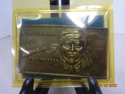 Vintage St. Louis MO Exposition "Geronimo 1904" Brass Belt Buckle - Image 1 of 3