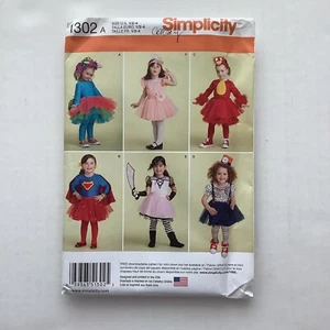 Simplicity 1302 Sewing Pattern Girls Costumes Children’s Sizes 1/2 - 4 UNCUT - Picture 1 of 5