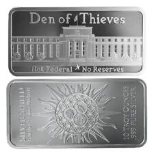 10 oz Den of Thieves Not Federal Reserve GSM .999 Fine Silver Shield Bullion Bar