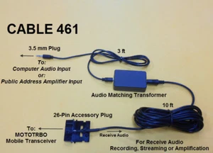 Cable 461 Audio Recording & Streaming Adaptor Motorola MOTOTRBO XPR4500 XPR4550 - Picture 1 of 1