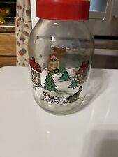 Vtg 1987 Carlton Glass Action Christmas Lidded Jar Cookie Jar Santa 10" Tall