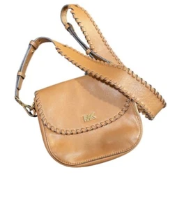 Authenticated Michael Kors Luxe Whipstitching Half Dome Leather Acorn Crossbody - Picture 1 of 9