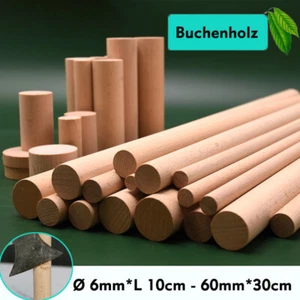 Hochwertiges Buchenholz 100mm 200mm 300mm Ø 6mm Bis 60 mm Holzrundstäbe Rundholz - Picture 1 of 63