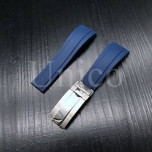 20MM DARK BLUE RUBBER STRAP BAND FITS FOR ROLEX DATEJUST SUB DAYTONA REPLACEMENT