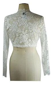 Baylis & Knight IVORY Lace Long Sleeve BOLERO Stole WEDDING Shrug Wrap Cardigan - Picture 1 of 4