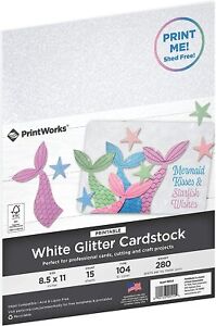 PrintWorks Printable White Glitter Cardstock 8.5"X11" 15/Pkg