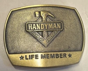 Vintage 1996 Handyman Life Member Brass Color Belt Buckle - Picture 1 of 2