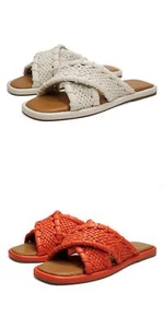 Women's Spring Step Montauk Braided Leather Slip-On Slide Sandals - Picture 1 of 15