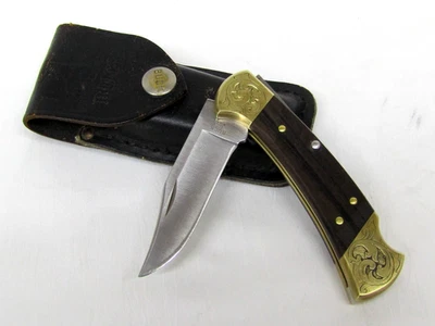 Vintage 1989 BUCK USA 112 Folding Pocket Knife w/ Leather Case - Image 1 of 4