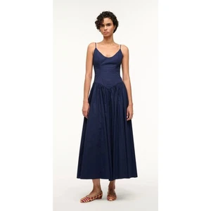 STAUD Navy Dena Midi Dress size 4  - Picture 1 of 7