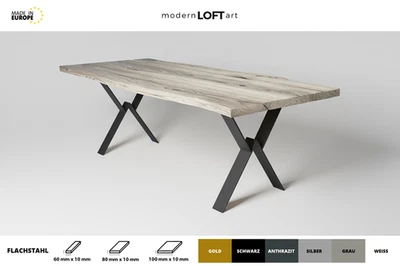 2x TISCHBEINE TISCHGESTELL TISCHKUFEN METALL STAHL TISCHFÜßE INDUSTRIAL TISCH X2 - Bild 1 von 4