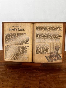 History of Sarah's Attic WOODEN BOOK On STAND Rare 8”x6” - Picture 1 of 9