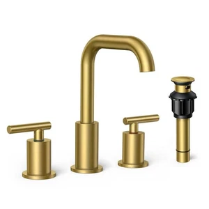 8 in. Grifo de baño amplio de 2 manijas grifo de lavabo de baño de 3 orificios con metal - Imagen 1 de 12