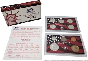 2002-S San Francisco United States Mint Silver Proof 10 Coin Set w Box & CoA - Picture 1 of 6