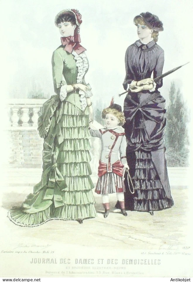 Gravure Mode J.Dames & Demoiselles 1875 # 1835 (Old Fashion plate) - Photo 1/1