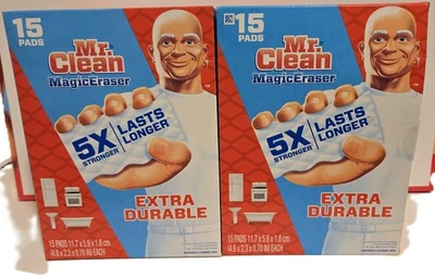 2 paquetes de borrador mágico Mr. Clean 5x más fuerte extra duradero 15 quilates cada 30 quilates en total Foto 1 de 2