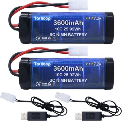 RC NiMH Akku 7.2V 3600mAh - 7.2 Volt RC Auto Akkus kompatibel mit Tamiya - Bild 1 von 4