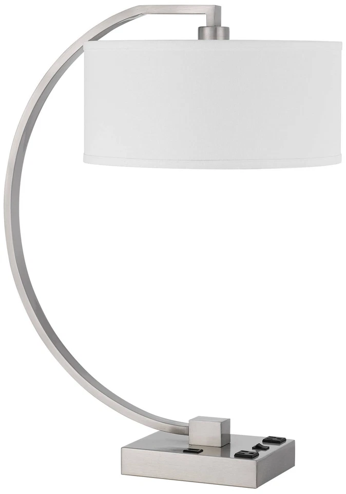 Cal Lighting Belfort 26 дюймов матовые стальные розетки и настольная USB-лампа - Изображение 1 из 1