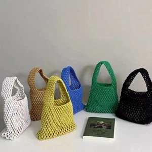 Cotton Rope Woven One-shoulder Pouch Handmade Mommy Bag Underarm Bag Work - Picture 1 of 21