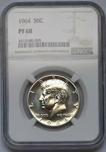 1964 Kennedy Silver Half Dollar 50 C Grade NGC PF68 - Picture 1 of 4
