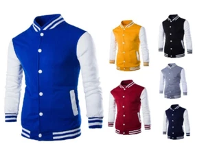 Gents Large Stand up Jacket College Fashion Baseball Choice of Various Colors - Picture 1 of 20