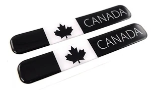 Canada Black Flag Domed Decal Emblem Resin car stickers 5"x 0.82" 2pc. - Imagen 1 de 2