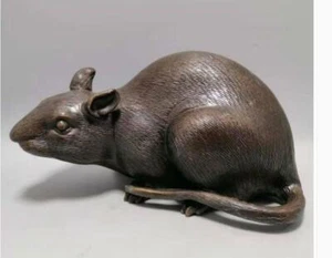 Collect China Bronze Feng Shui Auspicious wealth mouse rat Zodiac Animal statue - Picture 1 of 8