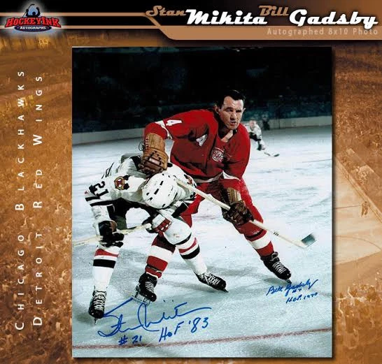 Stan Mikita & Bill Gadsby Firmado Chicago Blackhawks Detroit Red Wings 8x10-70404 Foto 1 de 2