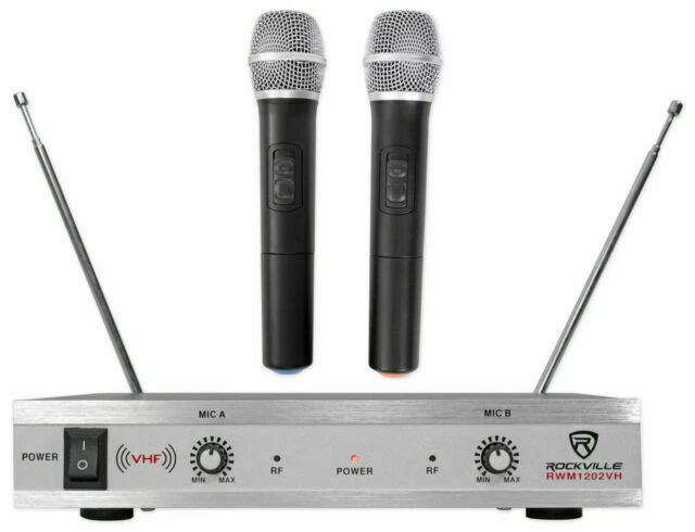 Rockville RWM1202VH VHF Wireless Dual HandHeld Microphone System/Metal Receiver
