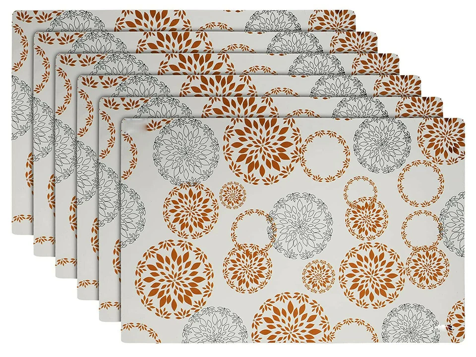 PVC Placemats Dining Table Easy to Clean Wipeable Set of 6 US - Image 1 of 4