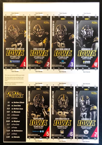 2018 Iowa Hawkeyes Football Collectible Ticket Stub - Choose Any Home Game Cover