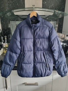 Pull & Bear (Zara Group) Puffer Jacket Coat Navy Blue Size L (S/M) Zip Pockets - Picture 1 of 12