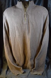 TOMMY BAHAMA Men's Quarter Zip Brown Sweater Pullover, Stretchy Cotton Size XL - Picture 1 of 6