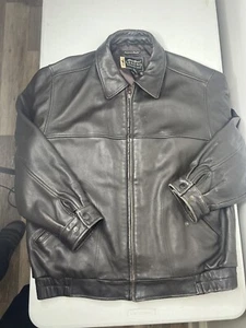 Eddie Bauer Legend Journeyman Leather Bomber Motorcycle Jacket Men's L  Tall - Picture 1 of 6