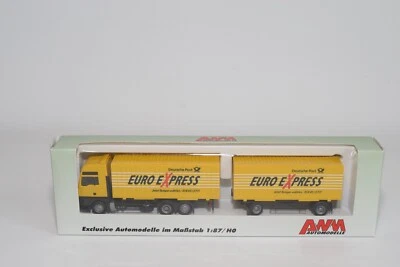 B8 1:87 AWM MAN M.A.N. EURO EXPRESS CAMION POSTALE TEDESCO CON RIMORCHIO MIB - Immagine 1 di 4