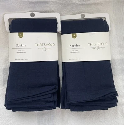 8 Threshold Square Napkins From Target Dark Blue 100% Cotton Easy Care 18" x 18" - Image 1 of 4