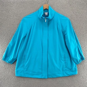Chicos Jacket Womens 2 US Large Blue Zenergy UPF Mock Collar 3/4 Balloon Sleeve - Picture 1 of 10