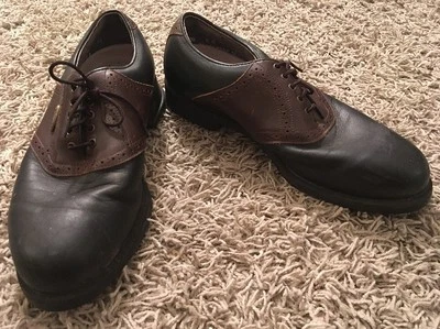 Etonic Difference Black & Brown Leather Upper Golf Shoes, Sz 9M, Made In USA!! - Image 1 of 4