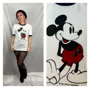 Vintage 70s | Mickey Mouse Walt Disney Ringer Tee Soft T Shirt | Size S M - Picture 1 of 3
