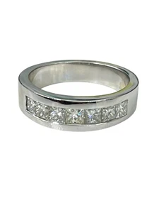 Herren Bandring mit sieben Steinen Princess-Schliff Diamanten Weißgold - Bild 1 von 5