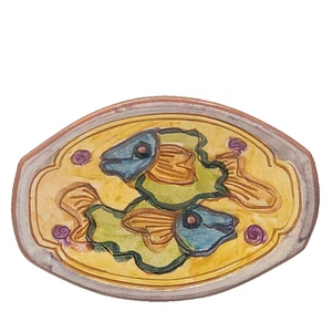 Matthias Ostermann Signed Pottery Hand Painted Fish Plate Rare - Picture 1 of 7